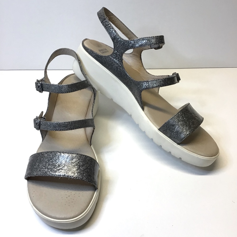 Johnston & Murphy "Clara" Pewter Leather Sandal 11